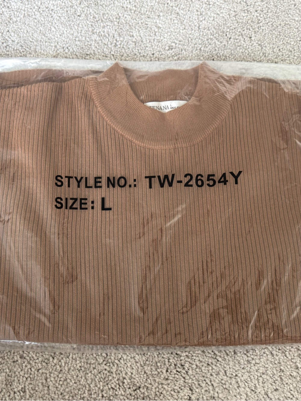 Zenana Women’s NWT Ribbed Mock-Neck Short Sleeve Sweater - Deep Camel | M&L - Picture 7 of 7